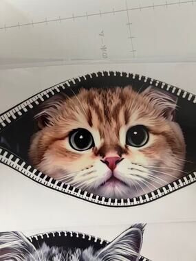 3D Cartoon Pet Peeking Window Decal with Zipper View